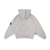 W.Essentiels Label Bleu Affinity Hirondelle Oversize Raw Embroidered Zip Hoodie Pewter Grey