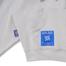 W.Essentiels Label Bleu Affinity Hirondelle Oversize Raw Embroidered Zip Hoodie Pewter Grey
