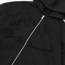 W.Essentiels Label Bleu Affinity Hirondelle Oversize Raw Embroidered Zip Hoodie Zero Black