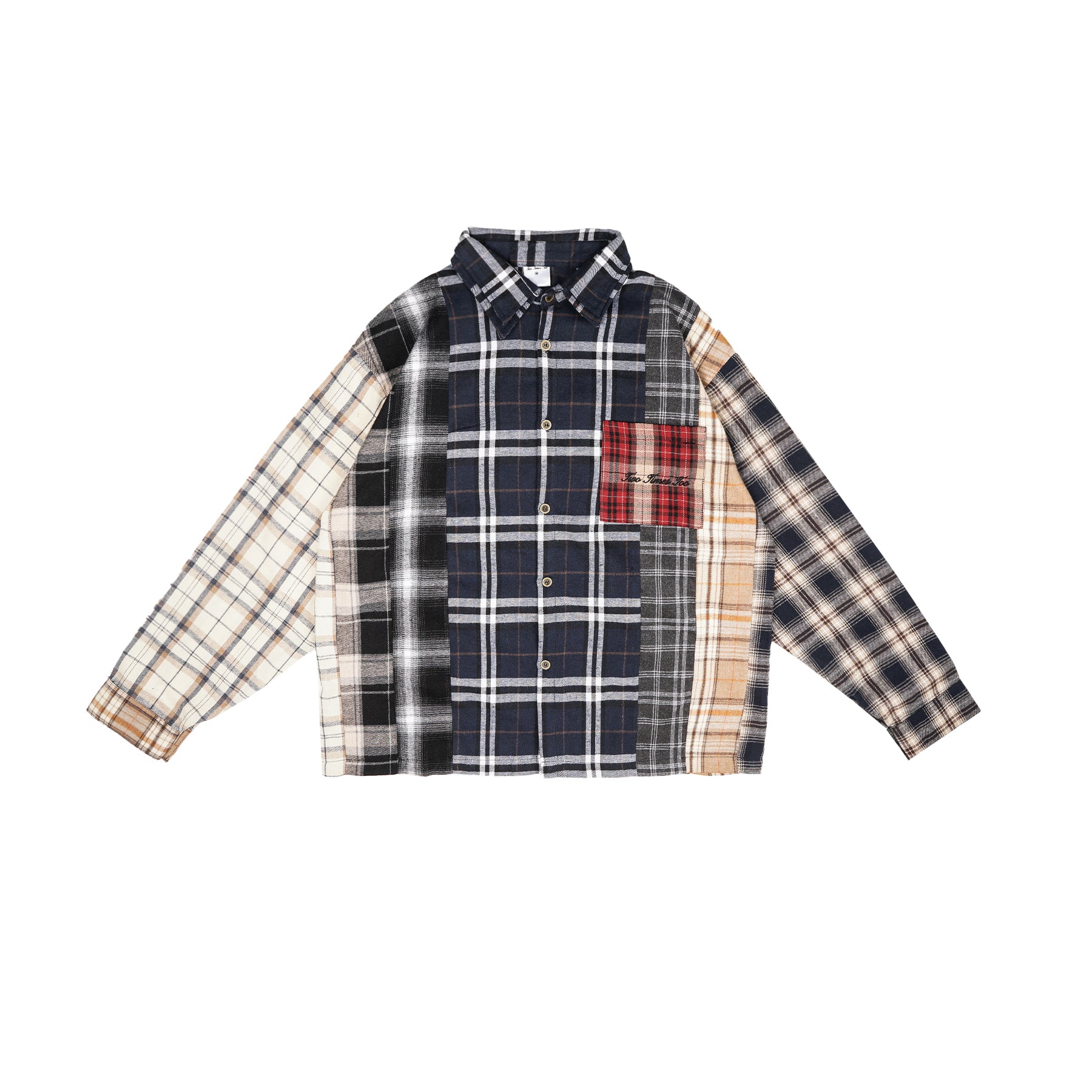 8 Cuts Button Flannel Multi Color