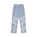 W.Essentiels Label Bleu Cascade Hirondelle Washed Embroidered Baggy Denim Bleach Wash