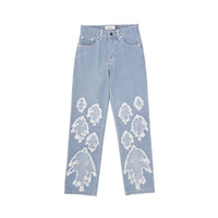 W.Essentiels Label Bleu Cascade Hirondelle Washed Embroidered Baggy Denim Bleach Wash